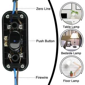 Inline Switch Dual Pole Torpedo Switch, 2Pcs Double Pole Switching 12V / 24V / 250V 6 Amp Lamp Switch Replacement for 2-3 Core Round Flat Wire ON-Off