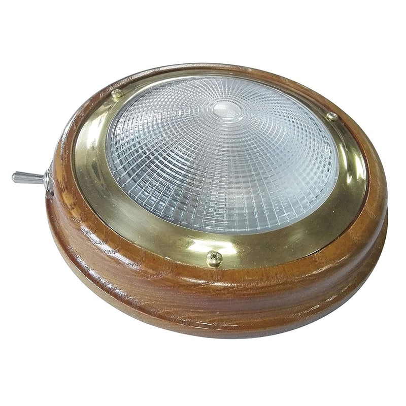 Teak base Dome Light Brass