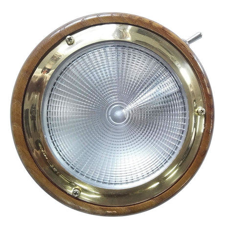 24v or 12v LED Dome Light on Teak base with toggle switch