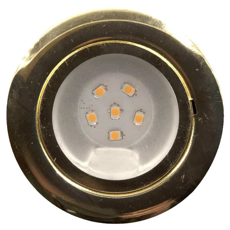 CAB6 downlight Brass finish with replaceable 6 LED bulb, 12v/24v