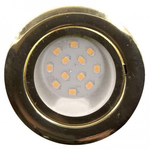 CAB12 downlight Brass finish with replaceable 12 LED bulb, 12v/24v